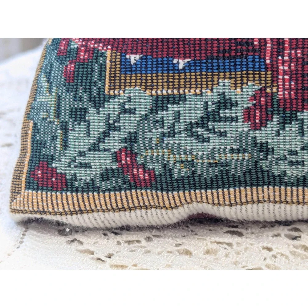 Vintage Santa Tapestry Pillow Joy to the World Christmas Holiday Decor